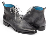 Paul Parkman Wingtip Ankle Boots Gray Hand-Painted (ID#777-GRAY) Size 8-8.5 D(M) US