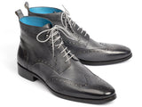 Paul Parkman Wingtip Ankle Boots Gray Hand-Painted (ID#777-GRAY) Size 12-12.5 D(M) US