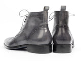 Paul Parkman Wingtip Ankle Boots Gray Hand-Painted (ID#777-GRAY) Size 12-12.5 D(M) US