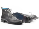 Paul Parkman Wingtip Ankle Boots Gray Hand-Painted (ID#777-GRAY) Size 8-8.5 D(M) US