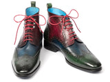 Image Title Paul Parkman Wingtip Ankle Boots Three Tone Green Blue Bordeaux (ID#777-GRN-BLU) Size 12-12.5 D(M) US