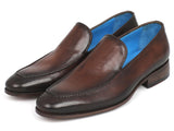 Paul Parkman Perforated Leather Loafers Brown Shoes (ID#874-BRW)