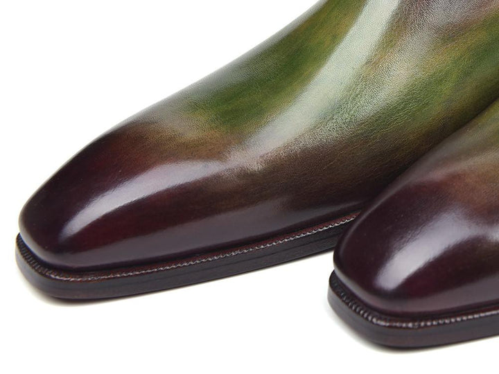 Paul Parkman Side Lace Oxfords Green & Bordeaux Shoes (ID#885F74) Size 8-8.5 D(M) US