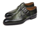 Paul Parkman Wingtip Single Monkstraps Green Shoes (ID#98F54-GRN) Size 7.5 D(M) US