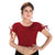 Designer Maroon Non-Padded Stretchable Round Neck Short Sleeves With Dori Saree Blouse Crop Top (A-70-Maroon)