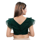 Image Title Trendy Green Designer Indian Saree Blouse Choli with V-neck (B-01NS-Green)