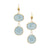 Rivka Friedman 18K Gold Clad Faceted Caribbean Blue Quartzite East/West Top and Teardrop Bottom Satin Hook Earrings