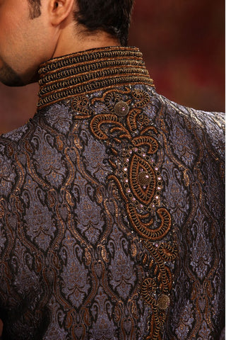 Image Title Flamboyant Purple Indian Wedding Indo-Western Sherwani for Men -BL1005