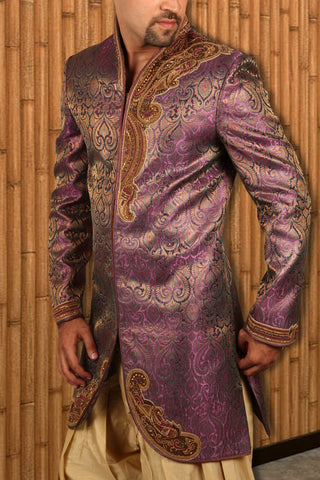 Image Title Royal Purple Indian Wedding Indo-Western Sherwani for Men -BL1025