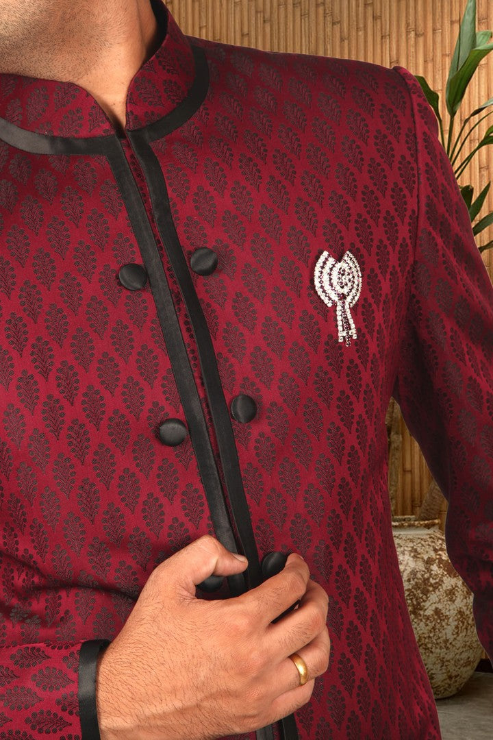 Image Title Apple Cut Indian Wedding Indo-Western Sherwani for Men -BL1033
