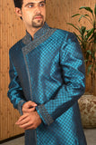 Image Title Splendid International Blue Indian Wedding Indo-Western Sherwani for Men -BL1040