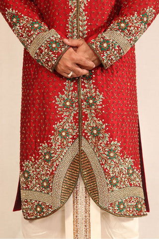 Image Title Royal Maroon Ethnic Dhoti Indian Wedding Sherwani For Men - BL2015