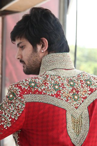 Image Title Royal Maroon Ethnic Dhoti Indian Wedding Sherwani For Men - BL2015