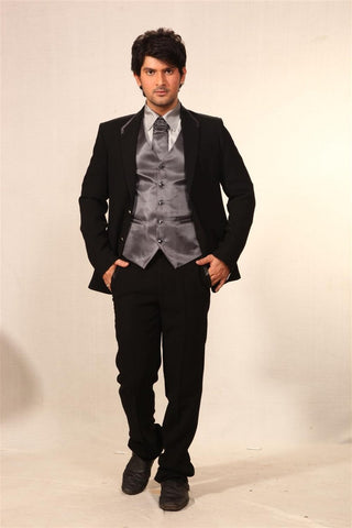 Image Title Unique Black and Grey 5-Piece Designer Wedding Suit- BL3005
