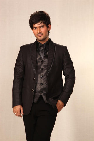 Image Title Double Shawl Lapel Black Wedding Reception Tuxedo Suit-BL3009