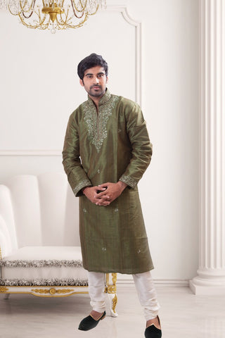Image Title Dark Green Indian Traditional Kurta Set- BL4045SNT