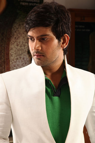 Image Title High Neck White Linen Blazer For Men-BL5002SNT