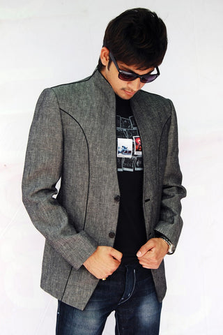 Image Title Astonishing Modern Grey Linen Blazer For Men - BL5015SNT