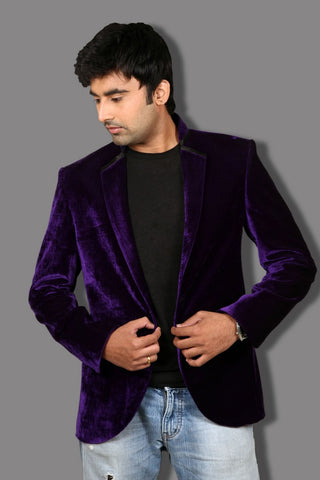 Image Title Royal Purple Velvet Blazer For Men - BL5023SNT