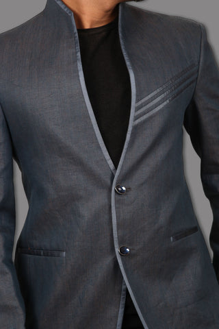 Image Title Royal Blue Linen Blazer for Men