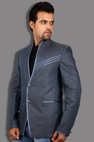 Image Title Royal Blue Linen Blazer for Men