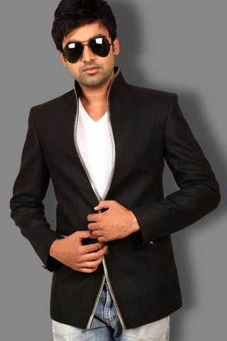 Image Title Glamorous Black Linen Blazer for Men