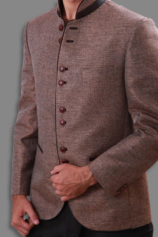 Image Title Mandarin Collar Tan Colo Blazer For Men - BL5046SNT