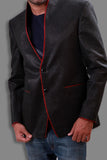 Trendy High Neck Black Jute Blazer For Men - BL5055SNT