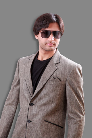 Image Title Trendy Grey Lenin Blazer For Men - BL5057SNT