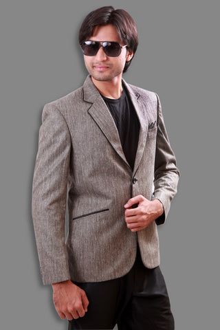 Image Title Trendy Grey Lenin Blazer For Men - BL5057SNT