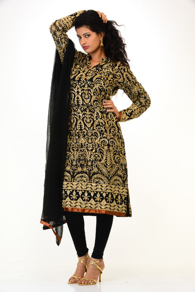 Classy Black Kurti Churidar Bollywood inspired