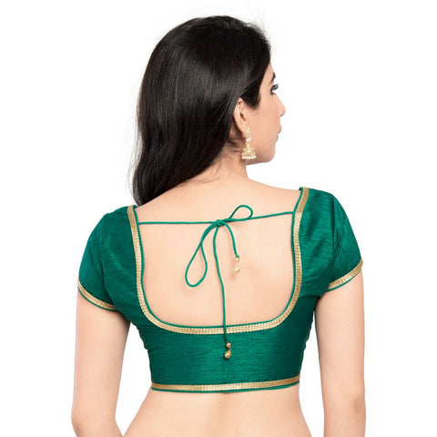 Image Title Designer Indian Traditional Rama Green Round Neck Saree Blouse Choli (CO-193Sl-Rama-Green )