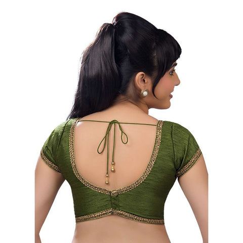 Image Title Designer Indian Traditional Mehendi-Green Sweetheart-Neck Saree Blouse Choli (CO-203-Mehendi-Green)