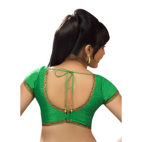 Image Title Designer Indian Traditional Parrot-Green Sweetheart-Neck Saree Blouse Choli (CO-203-Parrot-Green)