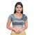 Elegant Simple Shimmer Grey Designer Indian Traditional Round Neck Saree Blouse Choli (CO-289-Grey)