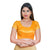 Elegant Simple Shimmer Yellow-Gold Designer Indian Traditional Round Neck Saree Blouse Choli (CO-289-Yellow-Gold)