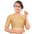 Graceful Gold High Neck Designer Indian Traditional Elbow Sleeves Saree Blouse Choli (CO-668-Gold)