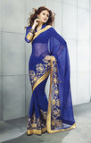 Image Title Shimmering Royal Blue and Gold Designer Saree D-25