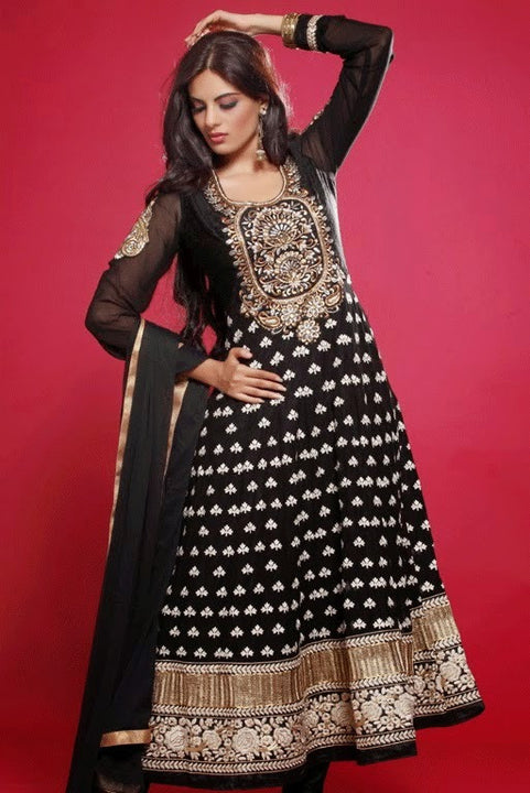 Mesmerizing  Jodha Style Designer Long Black Anarakali