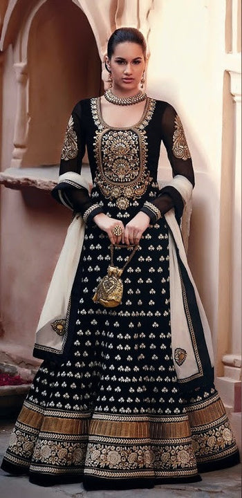 Mesmerizing  Jodha Style Designer Long Black Anarakali