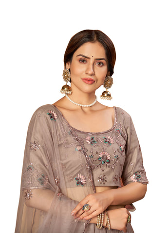 Image Title Astral Gray Embroidered Lehenga- SNT2039