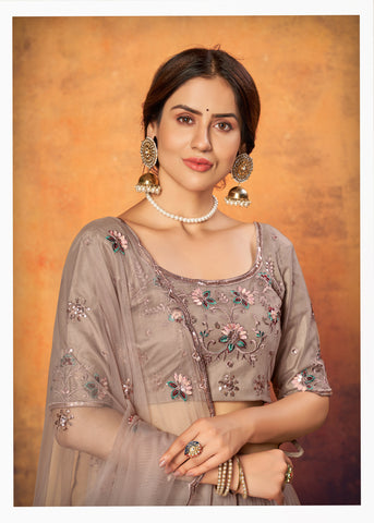 Image Title Astral Gray Embroidered Lehenga- SNT2039