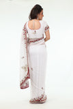 Magnificent White Beauty Rich Red Border Sari