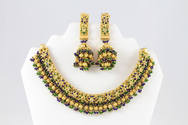 Exquisite Traditional Gold Necklace Set with Earrings