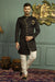 Stylish Asymmetrical Black Indian Wedding Indo-Western Sherwani for Men -IW47817SNT