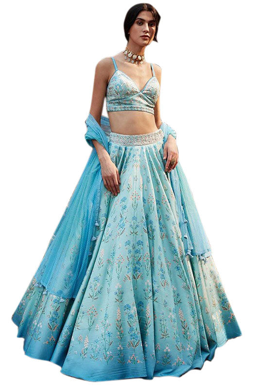 Chic Teal Blue Party Lehenga- SNT11017