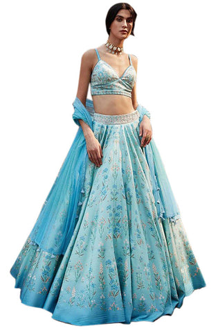 Image Title Chic Teal Blue Party Lehenga- SNT11017