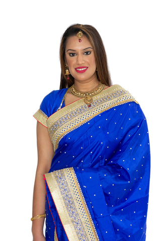 Image Title Dazzling Blue Ready-Made Pre-Pleated Sari-SNT10092