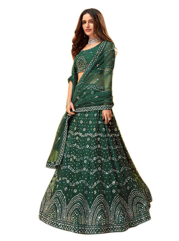 Image Title Captivating Forest Green Party Lehenga- SNT11022