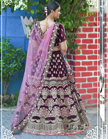 Image Title Extravagant Royal Purple Embroidered Lehenga- SNT11010